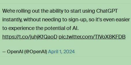 无需注册！OpenAI宣布放开ChatGPT使用限制